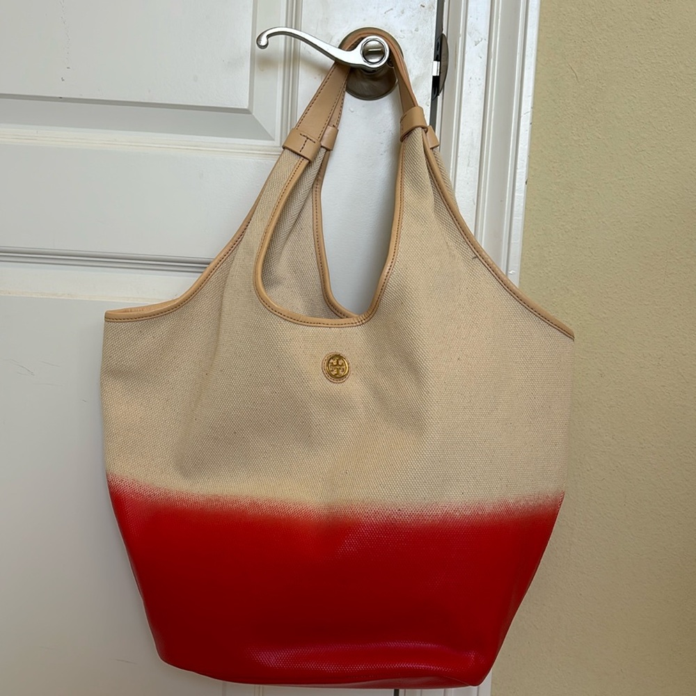 Tory Burch canvas tote bag.